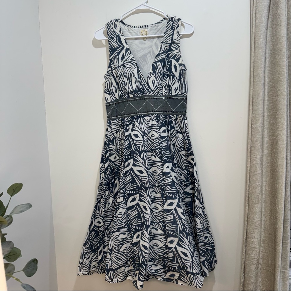 Vintage Beau Bois Abstract Print Sleeveless Midi Dress Size Medium‎